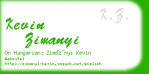 kevin zimanyi business card